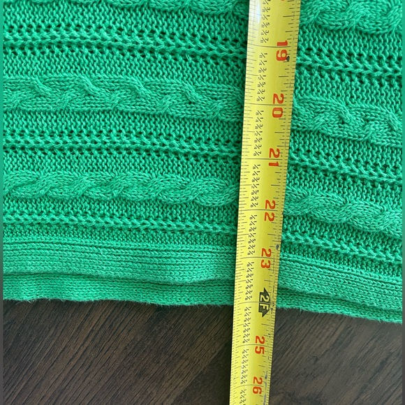 CHAPS Ralph Lauren Kelly Green Boatneck Cable Knit Sweater 3/4 Sleeve MEDIUM - Picture 9 of 9